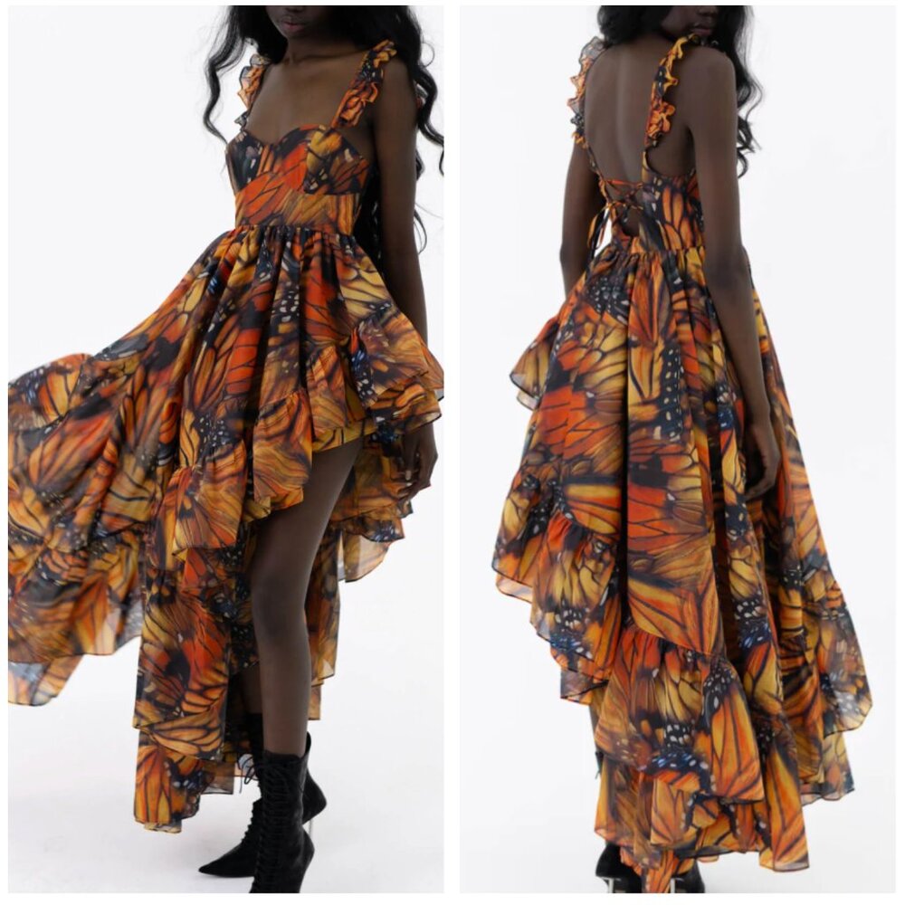 NEW Selkie Legs for Days Monarchy Midi Dress Medium Butterfly